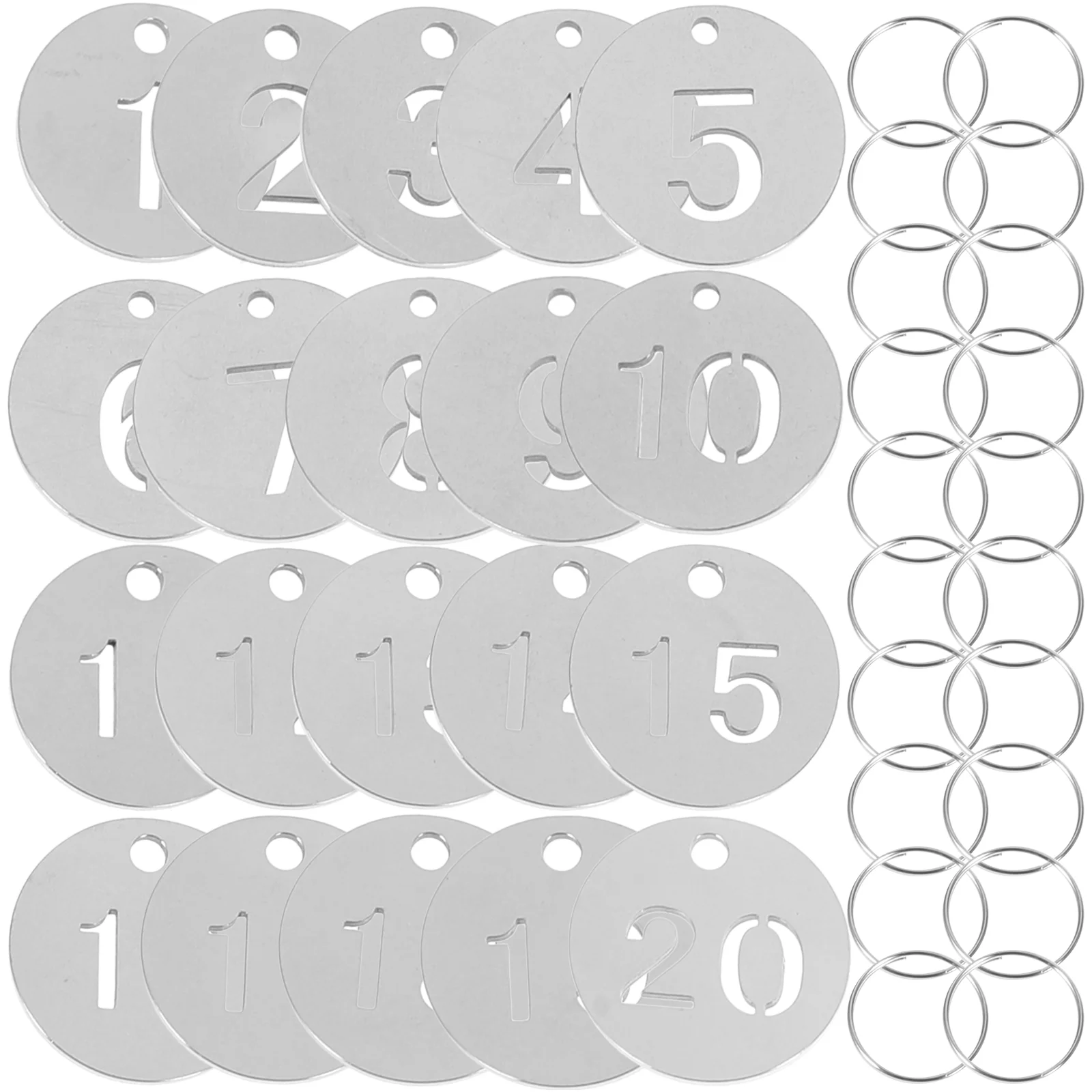 

20pcs Luggage Tags Stainless Steel Round Locker Tags Round Numbered Tags Number Cards Numbered Key Tags Key Tags With Labels