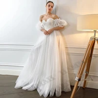 hammah sparkly aline wedding dresses off shoulder lacing up back sposa vestidos bride party gown robe de mari%c3%a9e customised
