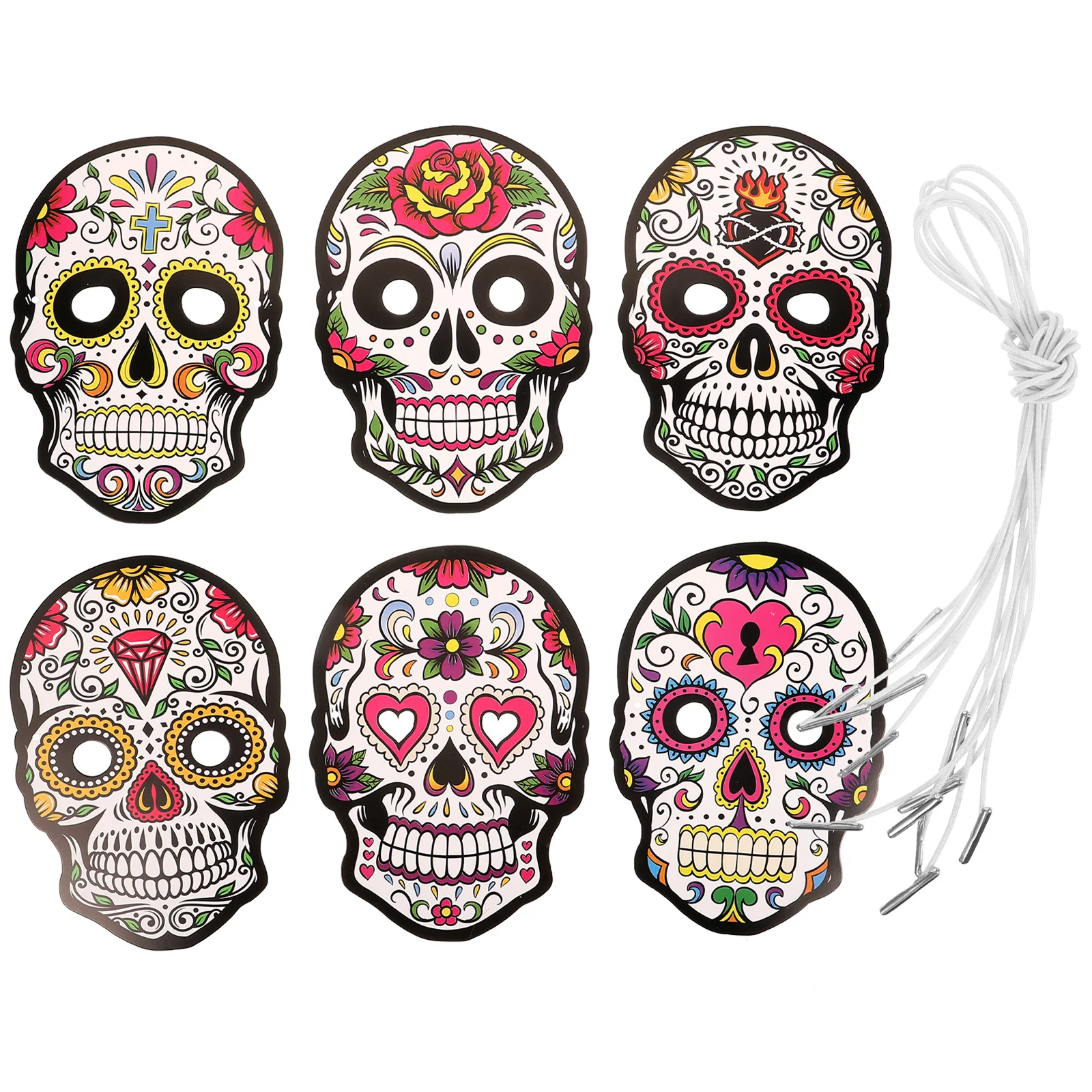 

6Pcs Day of The Dead Mask Day of The Dead Decoration Paper Mask Paper Mask Cosplay Mask