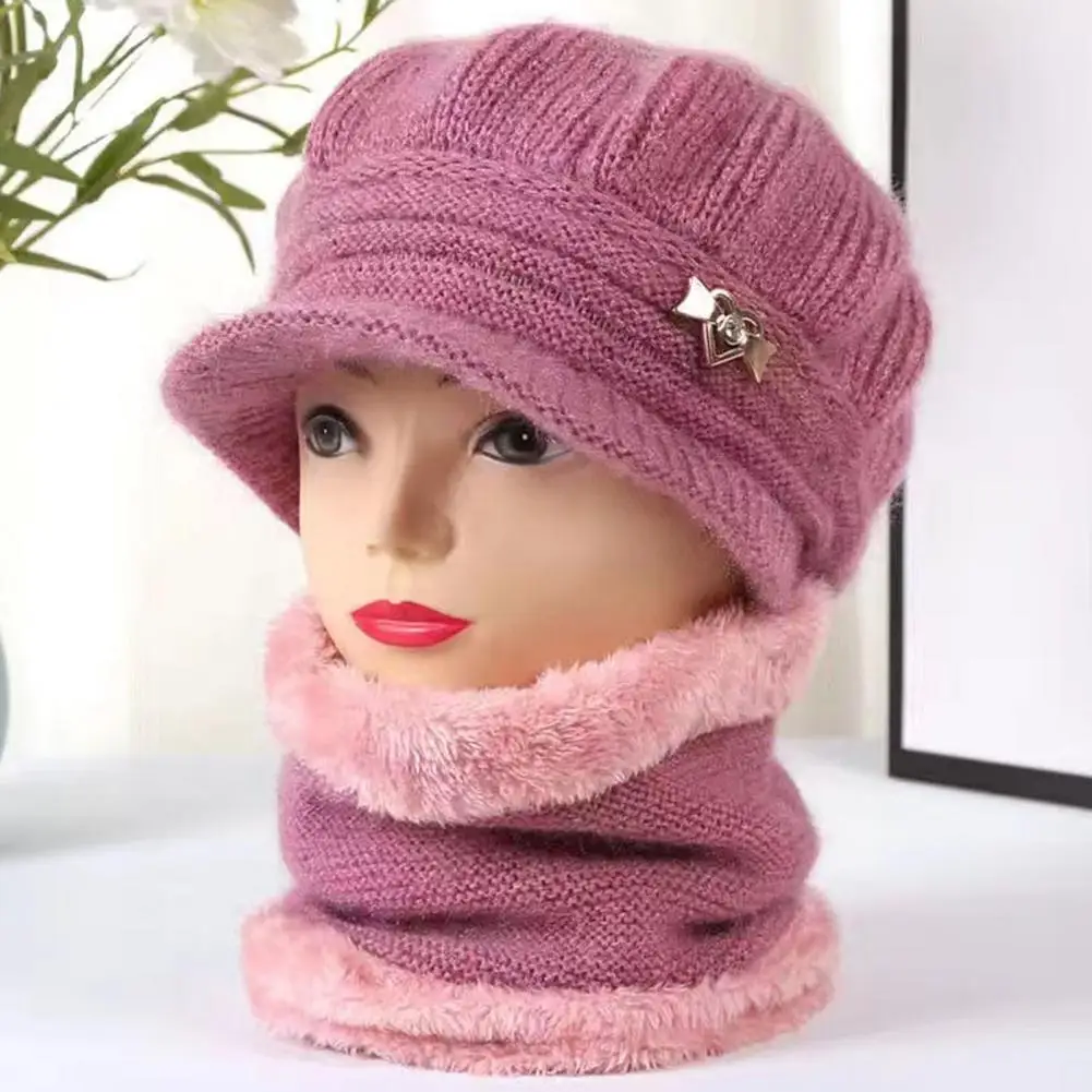 

Thermal 1 Set Warm Ear Protection Women Cap Scarf Set Windproof Women Cap Scarf Set Knitted for Outdoor