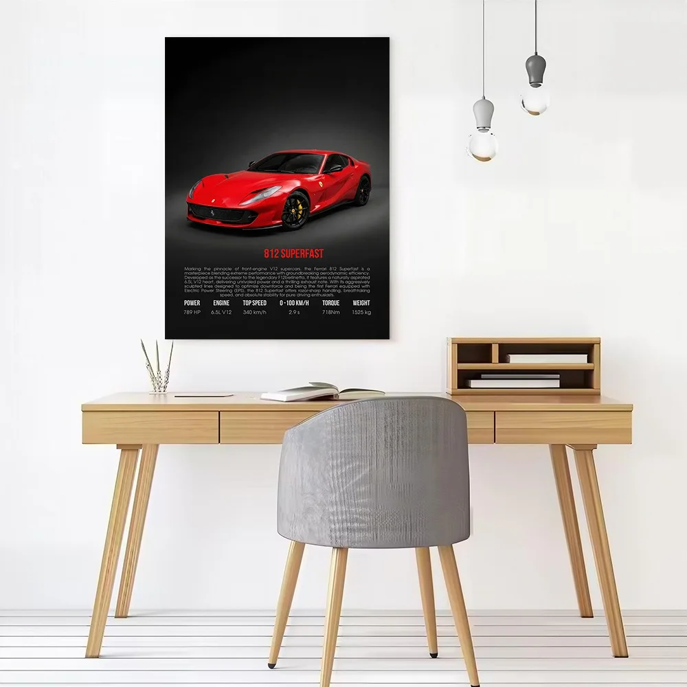 Фото Постер на холсте с изображением суперкара 812 Superfast, персонализированные высококачественные настенные картины для украшения гостиной, домашнего декора №2