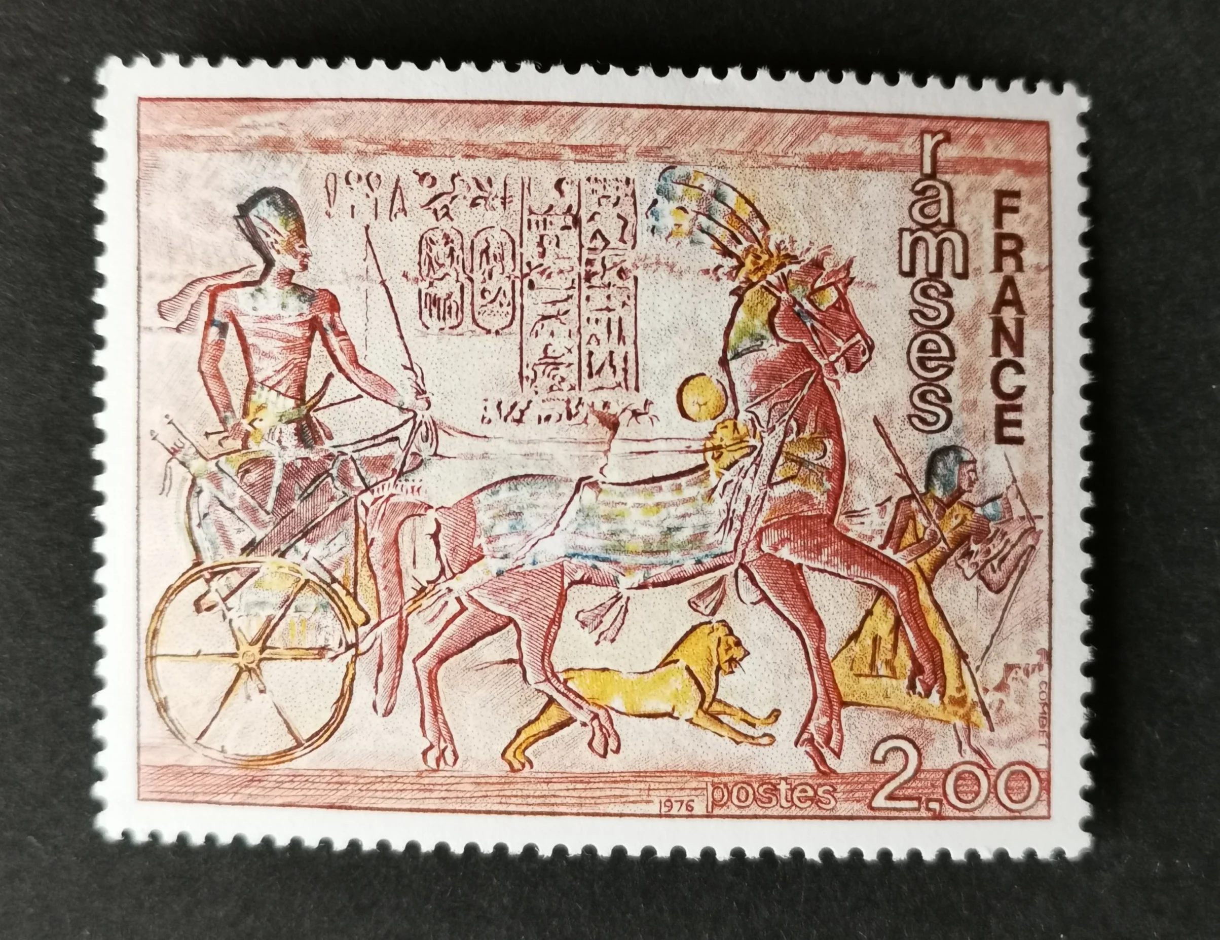 

1Pcs/Set New France Post Stamp 1976 Painting Art Chariots In Ancient Egyptian Temples Engraving Postage Stamps MNH