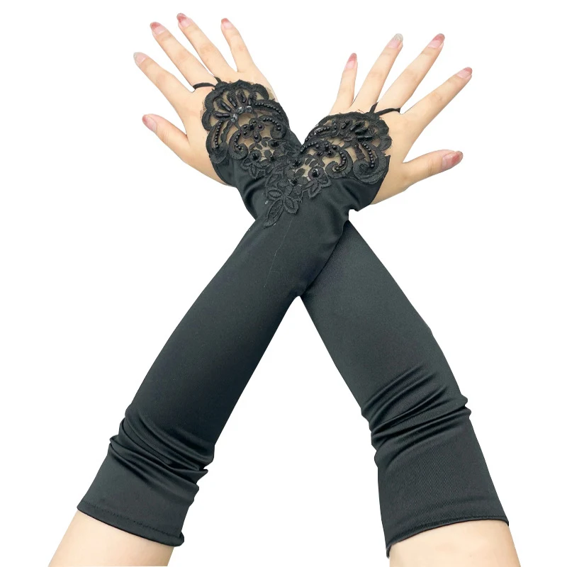 

Длинные атласные сексуальные кружевные рандомные перчатки длиной 48 см в стиле ретро