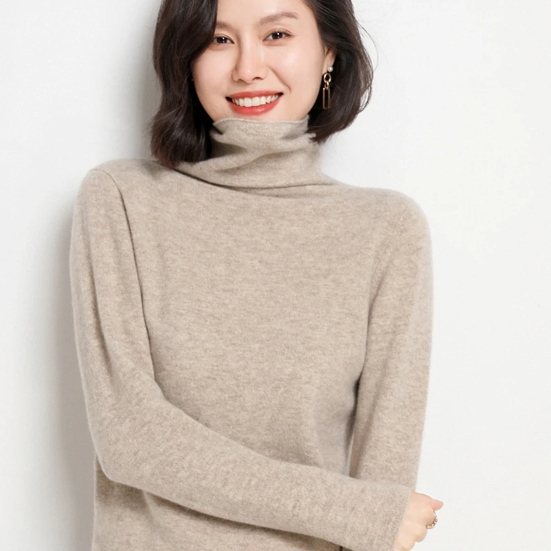

2022 autumn and winter new women's wool sweater pile collar sweater 100% wool sweater women's top