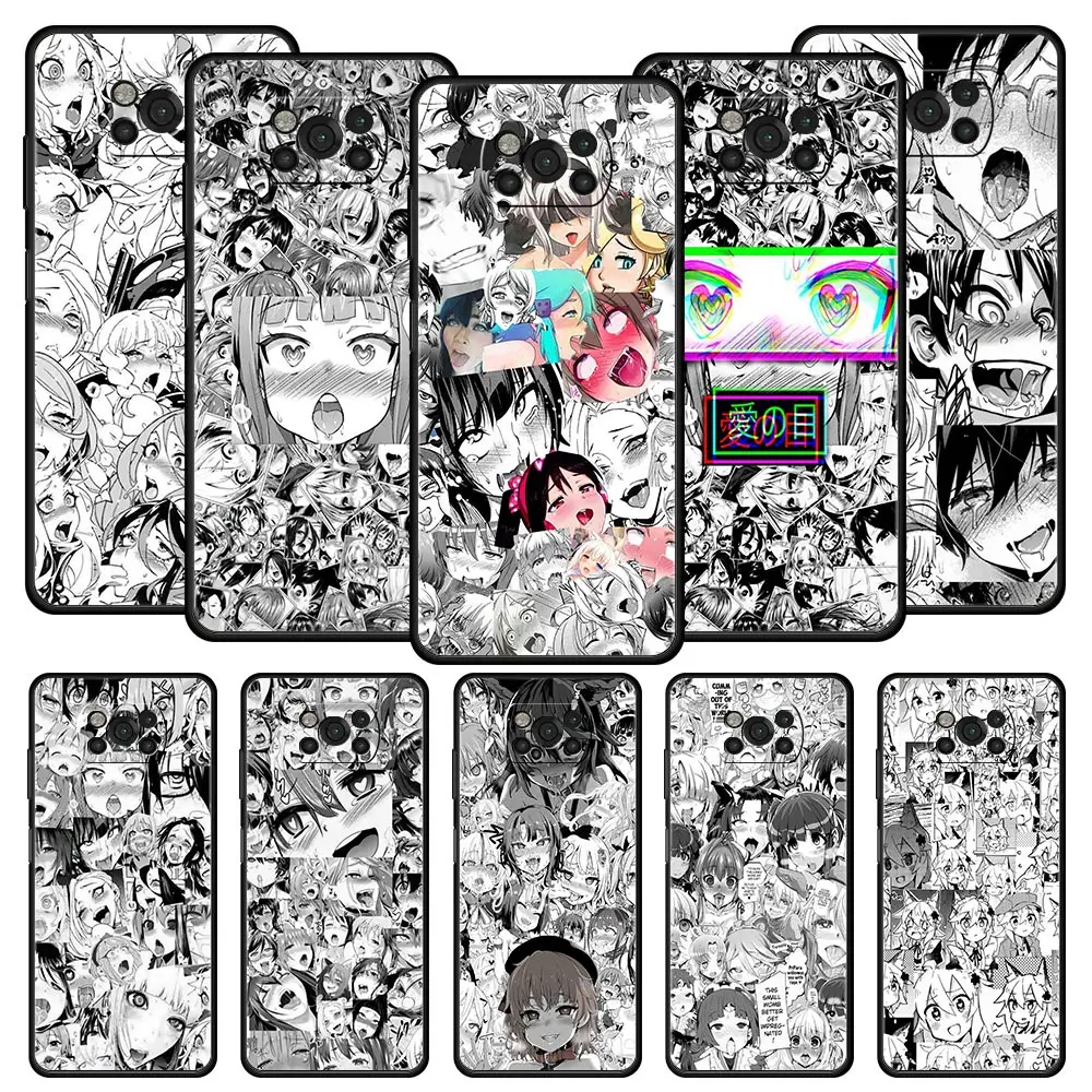 

Case For Xiaomi Mi Poco X3 NFC M3 11 12 10 9T 9 A2 Lite 12X 10T Pro 11T Black Phone Capas Anime Girl Cartoon Japan Cute Faces