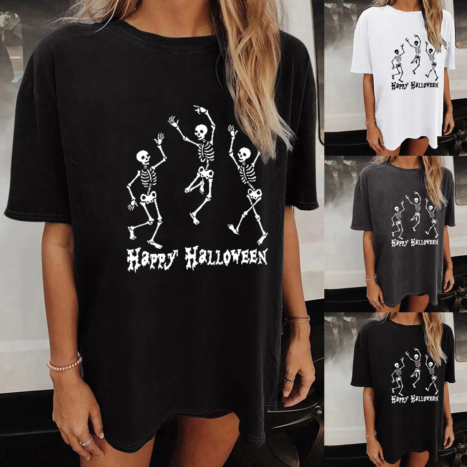 

Halloween Womens Short Sleeve Crew Neck Skeleton Printed T Shirt Top Casual Loose Funny Shirts Tee Blouse Purple T Shirt