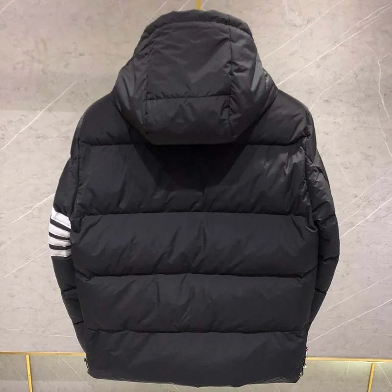 Men New White Duck Down Jacket Warm Solid Hooded Down Coats Fashion Brand Design Business Casual Parka Women TB Down Jacket