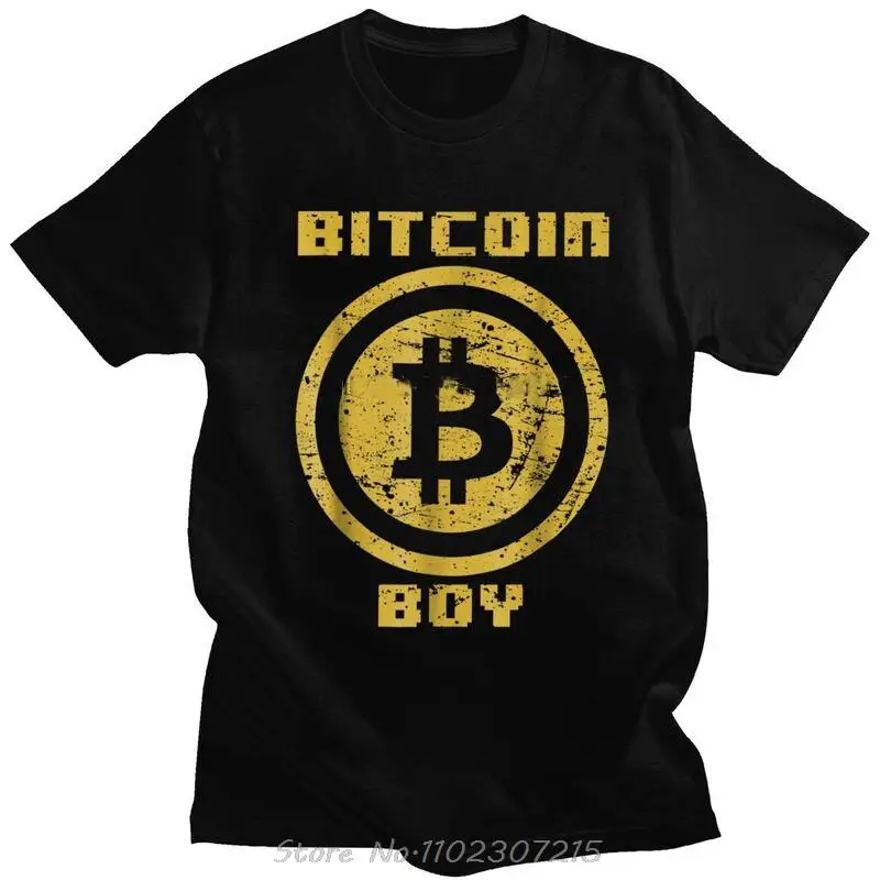 

Vintage Cryptocurrency Bitcoin Boy T Shirt Men Short Sleeved Cotton T-shirt Print Crypto Btc Blockchain Geek Tee Fashion Tshirt