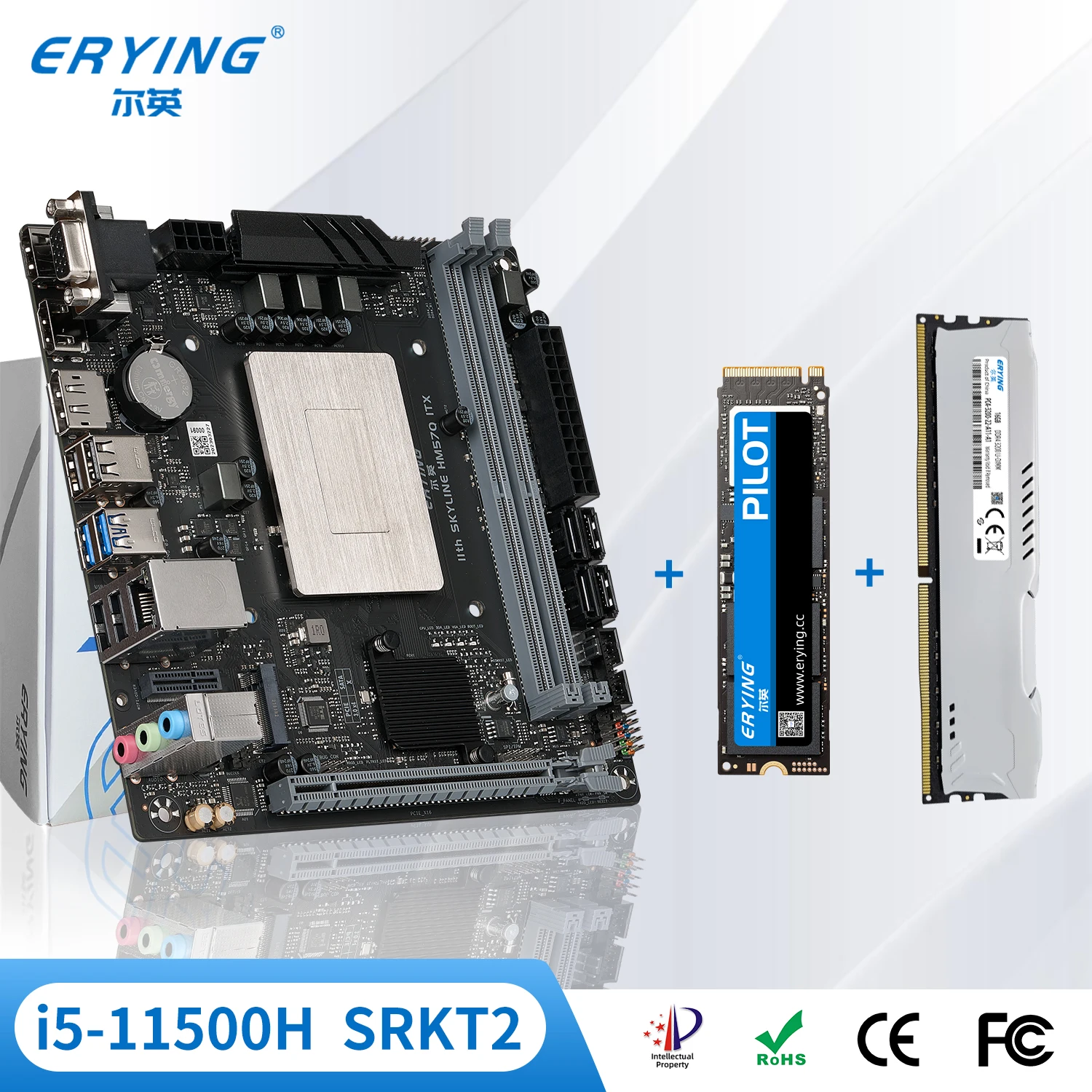 

ERYING Gaming PC M-ITX B560i Desktops Motherboard Set with Onboard CPU Kit i5 11500H SRKT2+16GB DDR4 3200Mhz+512GB NVMe M.2