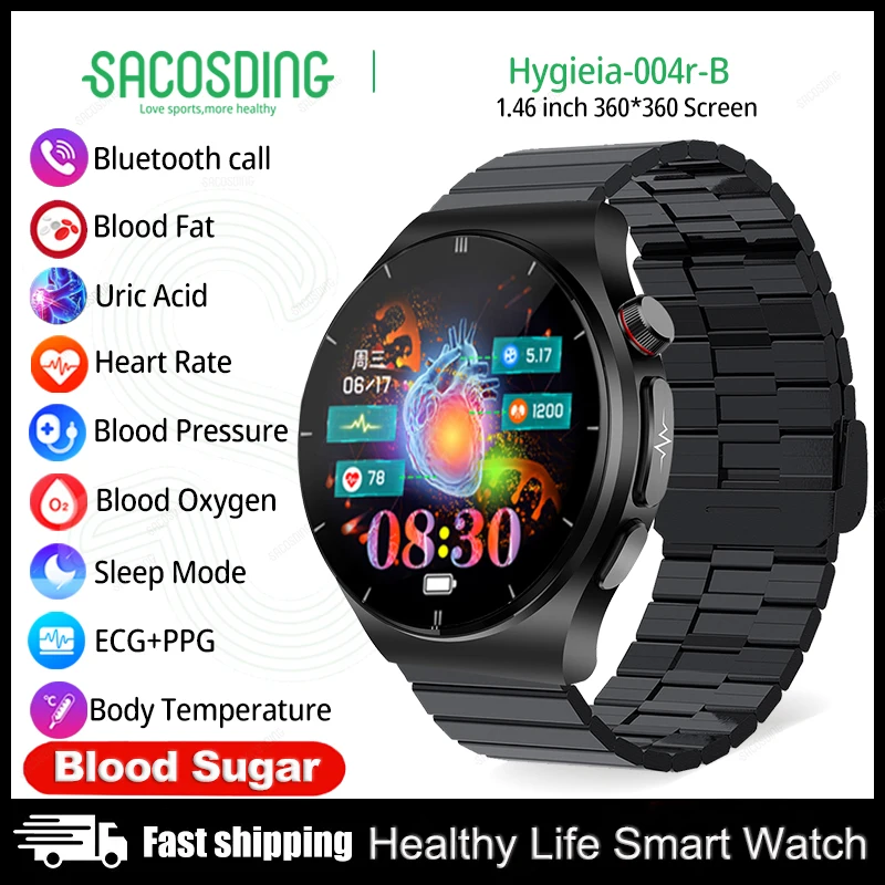 

Смарт-часы ECG + PPG AI медицинские диагностические, Bluetooth, вызов, сахар в крови, липид, Мочевая Кислота