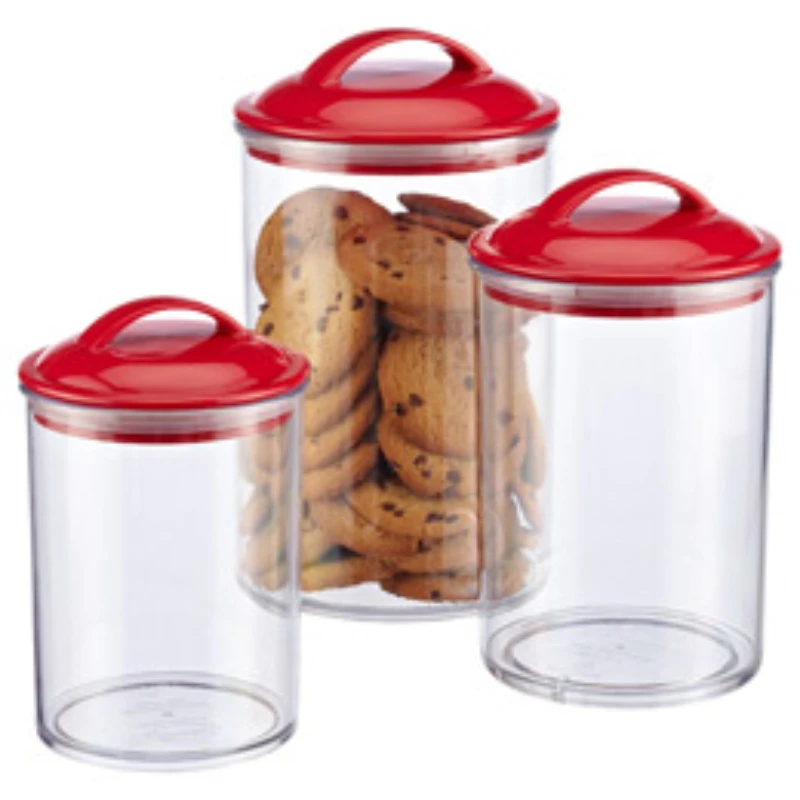 

Acrylic Canister Set of 3, Red Storage Organizer free shipping