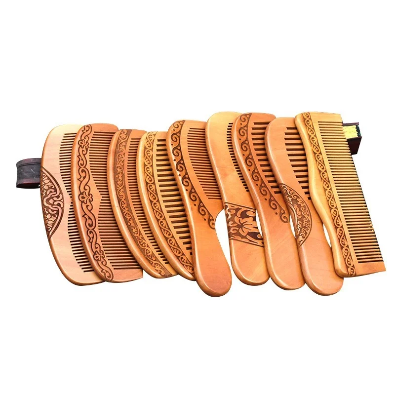 

2022 New 1PC Natural Peach Wood Handcrafted Fine Tooth Comb Anti-Static Head Massage Classic Comb Hair Styling Hair Care Tool