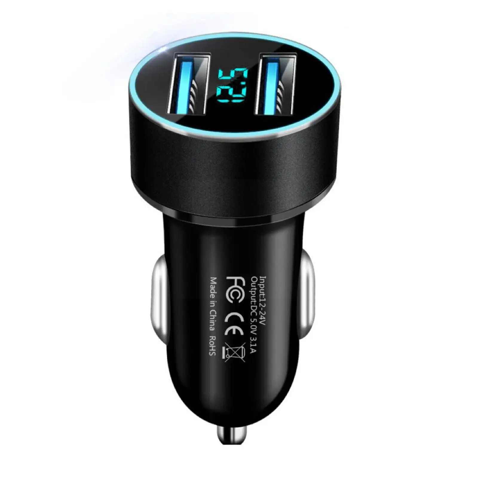 

5V 3.1A Car Charger Dual USB QC Adapter Cigarette Lighter LED Voltmeter For All Types Of Mobile Cell Phones Quick Charge N1P1