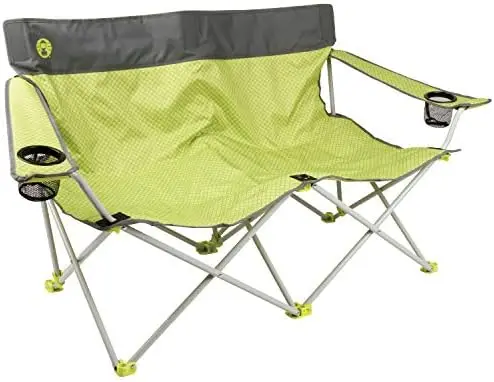 

Lax Double Quad Chair, Portable Double Camping Chair for 2 People, Loveseat-Style Collapsible Camp Seat with 2 Cupholders, Seatb