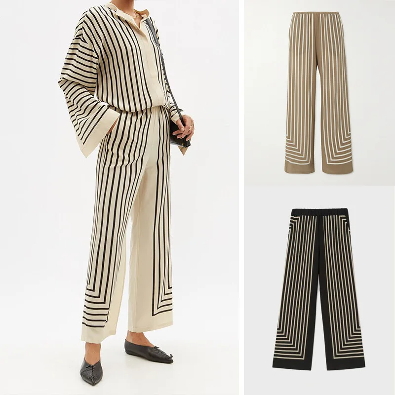 Women'S Wide-Leg Pants Minimalist Style High-Waisted Trousers Slim Straight-Leg Pants