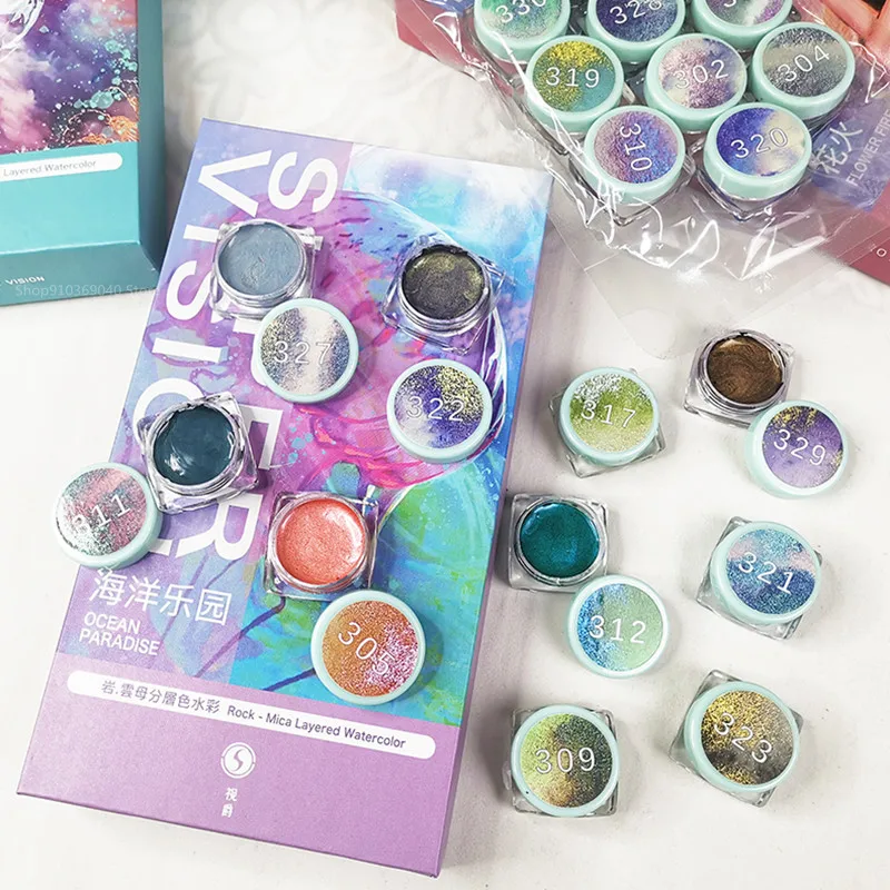 

Super Vision Pearly Rock Mica Chameleon Watercolor Paint 2ml Wet Pack Metallic Glitter Watercolor Master Painting Art Supplies