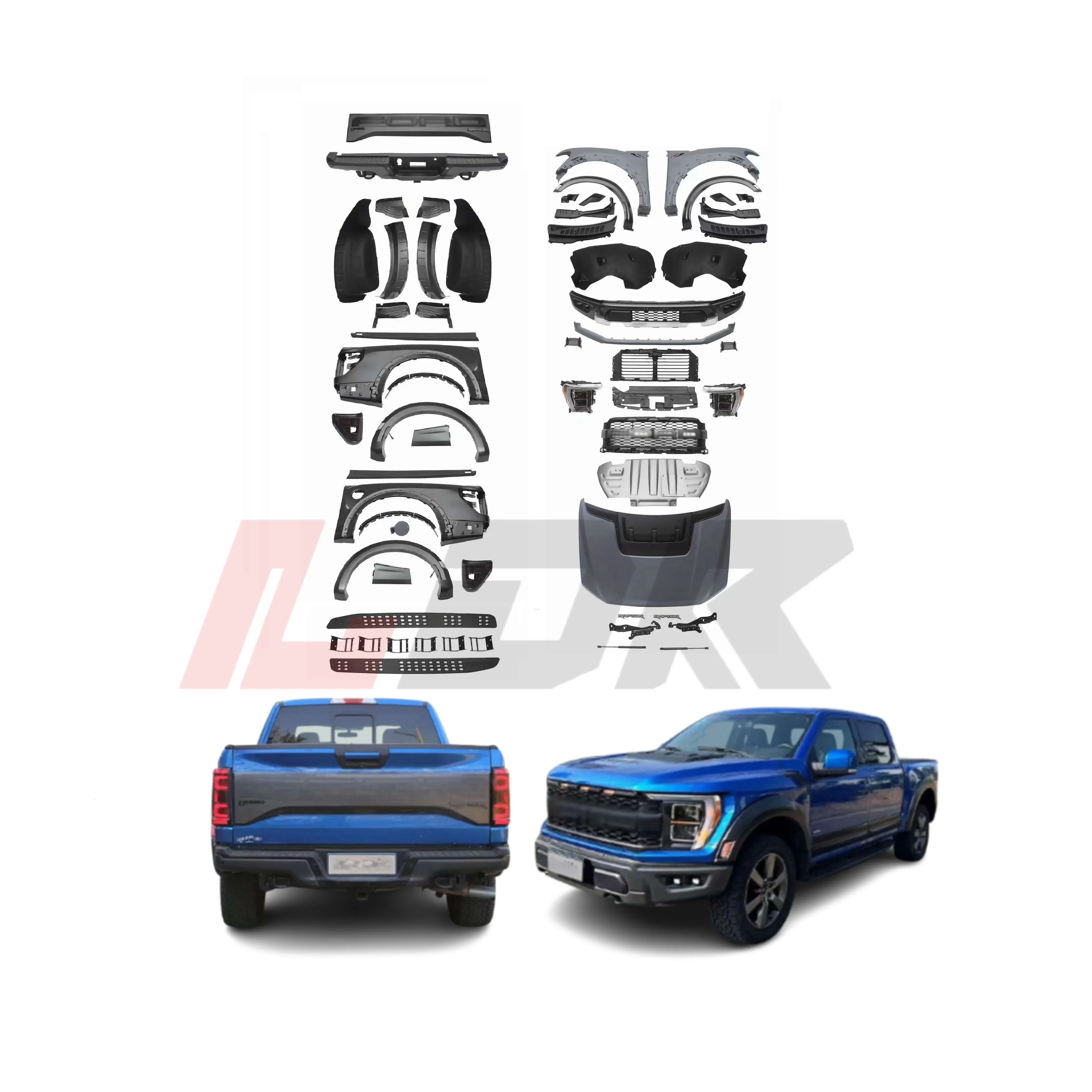 Фото Bodykit XDS для 2015-2021 F-o-r-d F-150, обновление до F-150 Raptor 2024style Facelfit, капот, багажник, крылья, аксессуары для фар №1