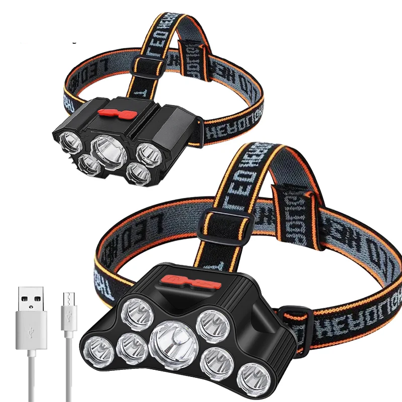 

Usb Rechargeable Led Headlight Super Bright 5 Working Modes Headlamp Waterproof Head-Mounted Flashlight For Night Fishing Hiking