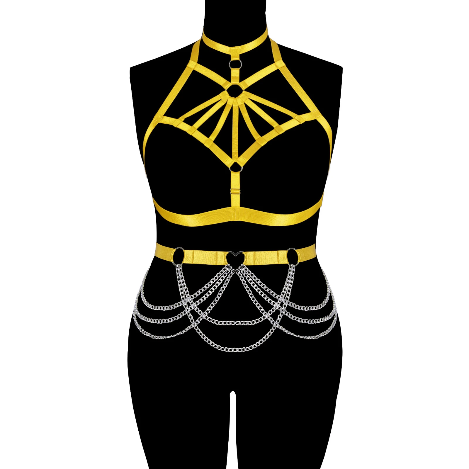 

Women Sexy Lingerie Garter Belt Set Punk Harness Goth Plus Size Underwear Strap Harajuku Bra Gothic Bondage Body Stocking Belt