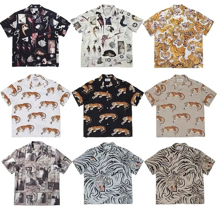 

2022ss Tiger Printing WACKO MARIA Hawaii Shirts Men Women High Quality T-Shirt WACKO MARIA Shirts Top Tees