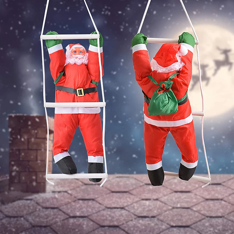 

2023 New Christmas Santa Claus Climb Climbing Stair Ladder Rope Christmas Pendant Xmas Tree Door Hanging Party Home Decorations