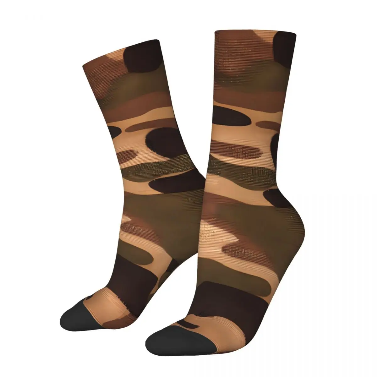 

Retro Earth Tone Men's Socks Camouflage Unisex Hip Hop Seamless Printed Funny Crew Sock Gift