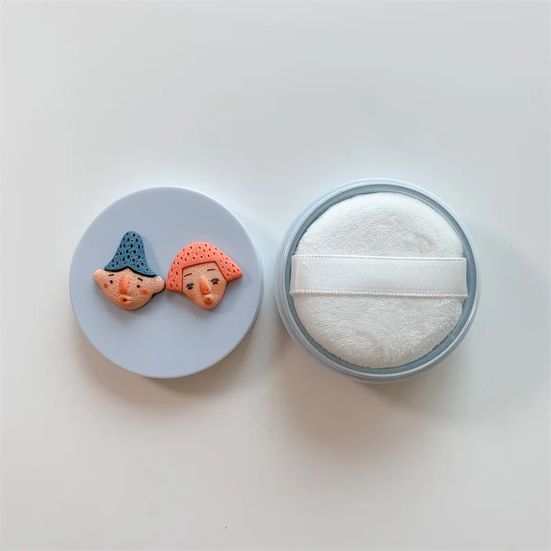 Коробка для пудры в мультяшном стиле компактная пустая мини-коробка с пуховкой