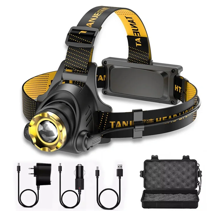 

Powerful LED Head Headlight 18650 DC Rechargeable Headlight Zoomable Headlamps Waterproof Head Light High Lumens Head Flashlight