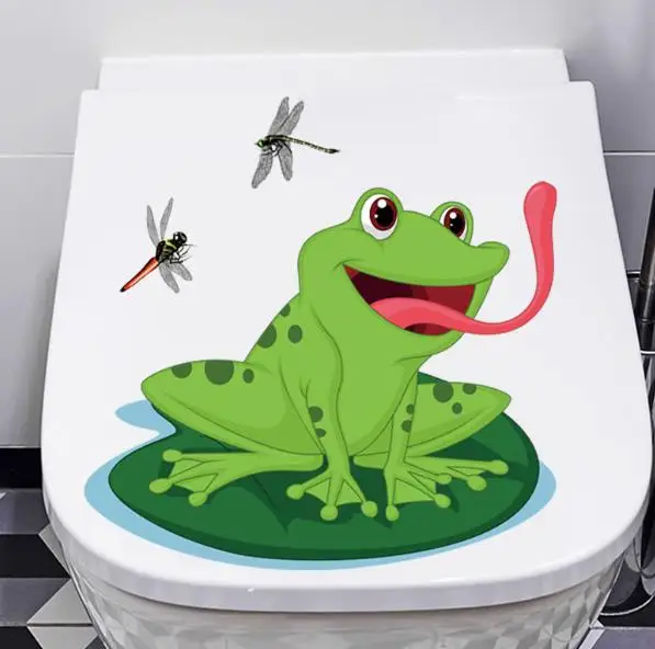 

Bathroom Toilet Stickers Cute Frog Dragonfly Pattern Self-Adhesive Cartoon Animal Wall Sticker For Bathroom Toilet Decorations