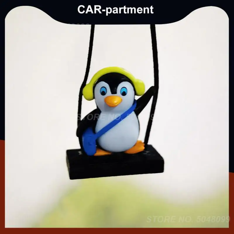 

Cute Auto Rearview Mirror Hanging Ornaments Swing Penguin Shape Durable Universal Car Pendant Auto Rearview Mirror Ornaments