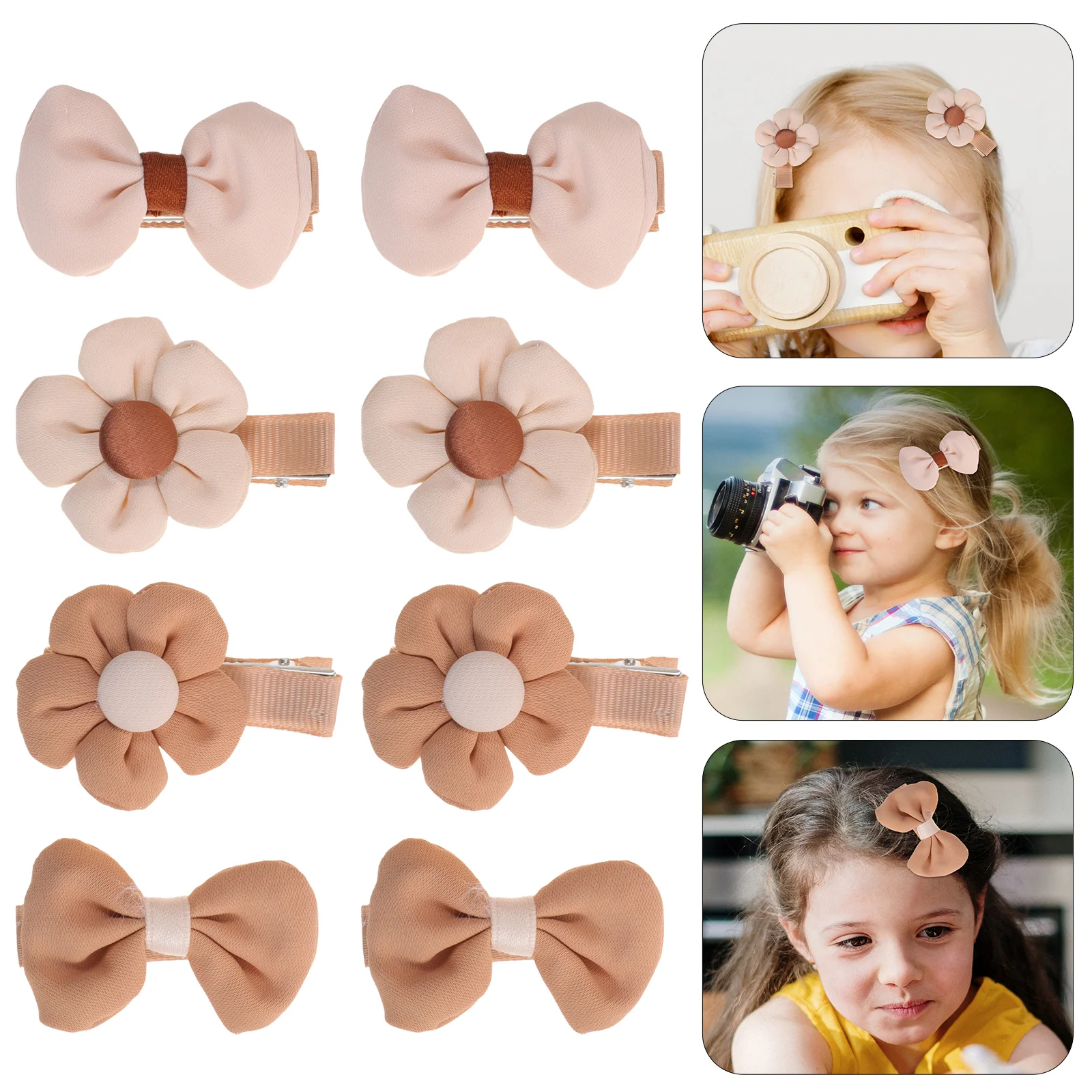 

8pcs Bowknot Flower Hair Clips Girl Hair Decor Hair Accessories Girl Fashion Hair Clips