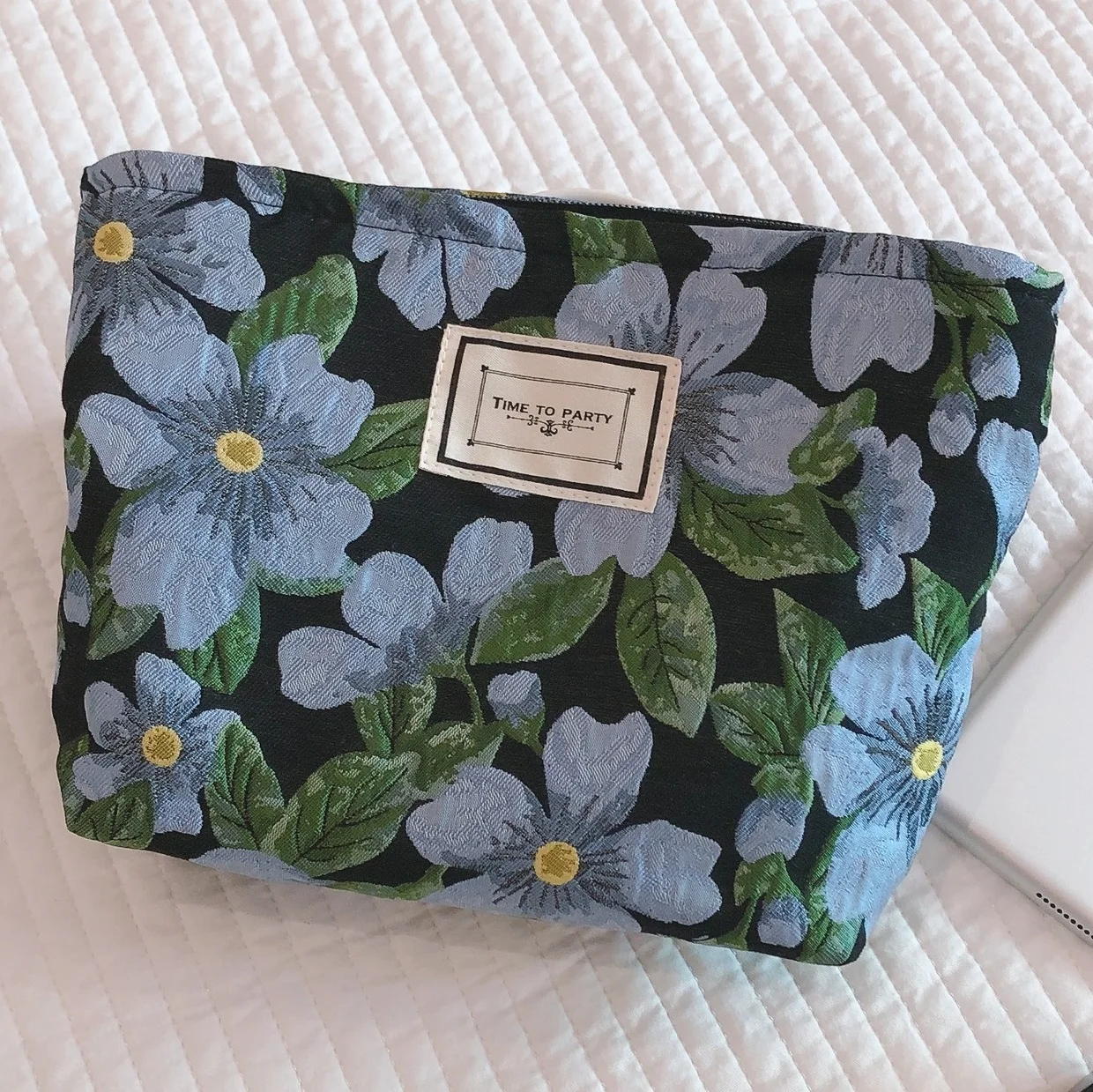 

Jacquard Floral Women Cosmetic Bag Cloth Makeup Organizer Bag Cotton Large Travel Toiletry Clutch Girls Beauty Pouch Pencil Case