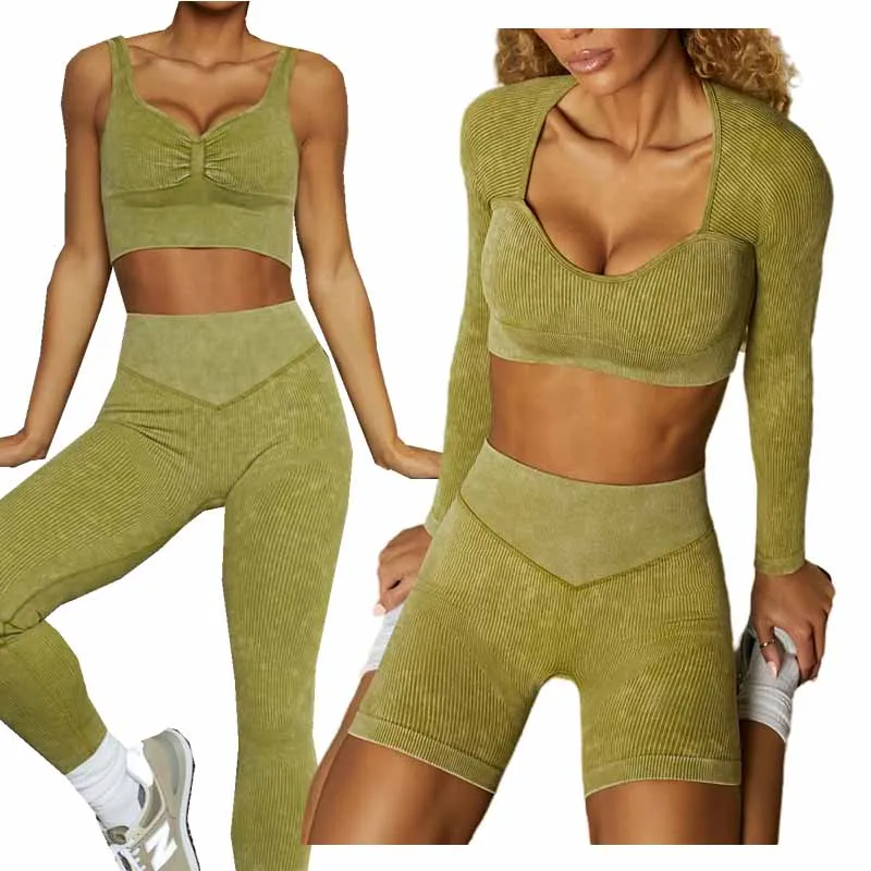 

Women Yoga Set Workout Clothes Sports Bra Long Sleeve Crop Top Gym Yoga Shorts Leggings Sportswear Sport Fitness Yoga Suit