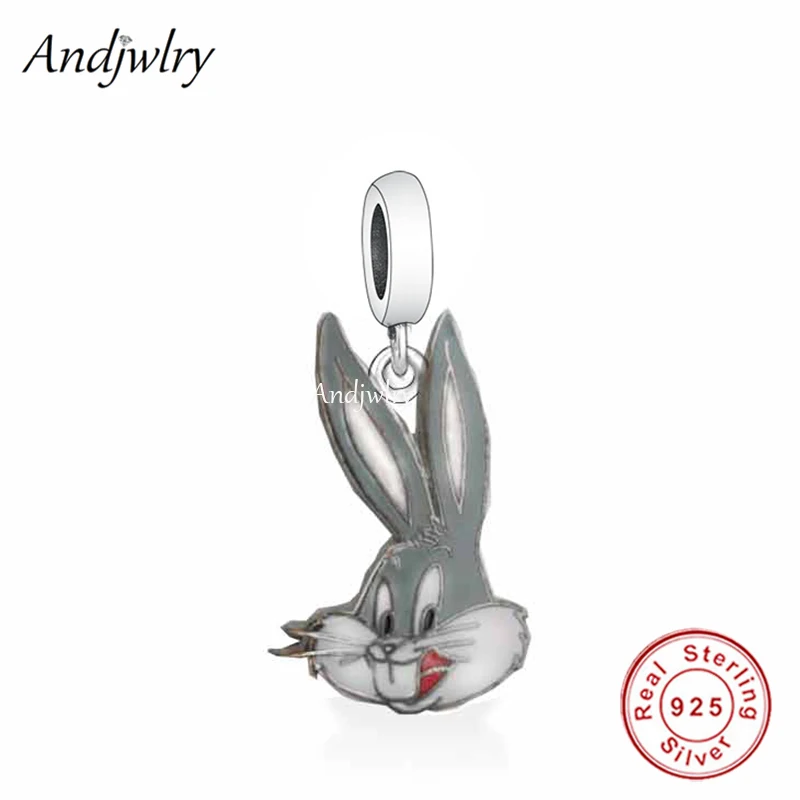 

Fit Bracelet Charms Silver 925 Original Pretty Long Ears Rabbit Dangle Charms Beads Bracelet&Bangle Jewelry Berloque