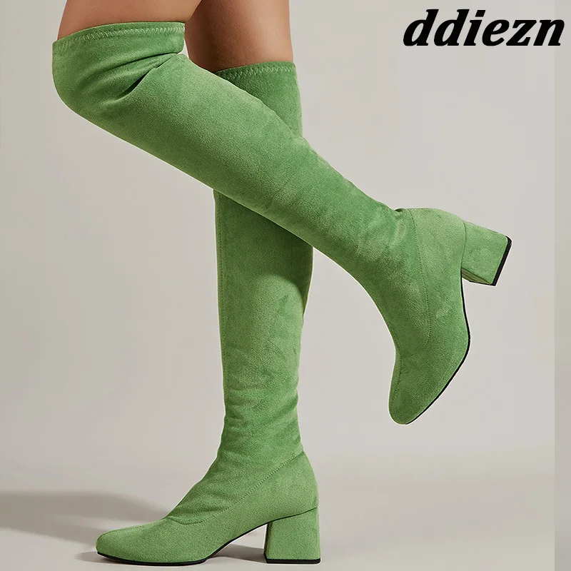 

2023 Heeled Shoes Female Booties Ladies Over-the-Knee Sock Boots Casual Outdoor Fashion Thigh High Women Long Stretch Boots