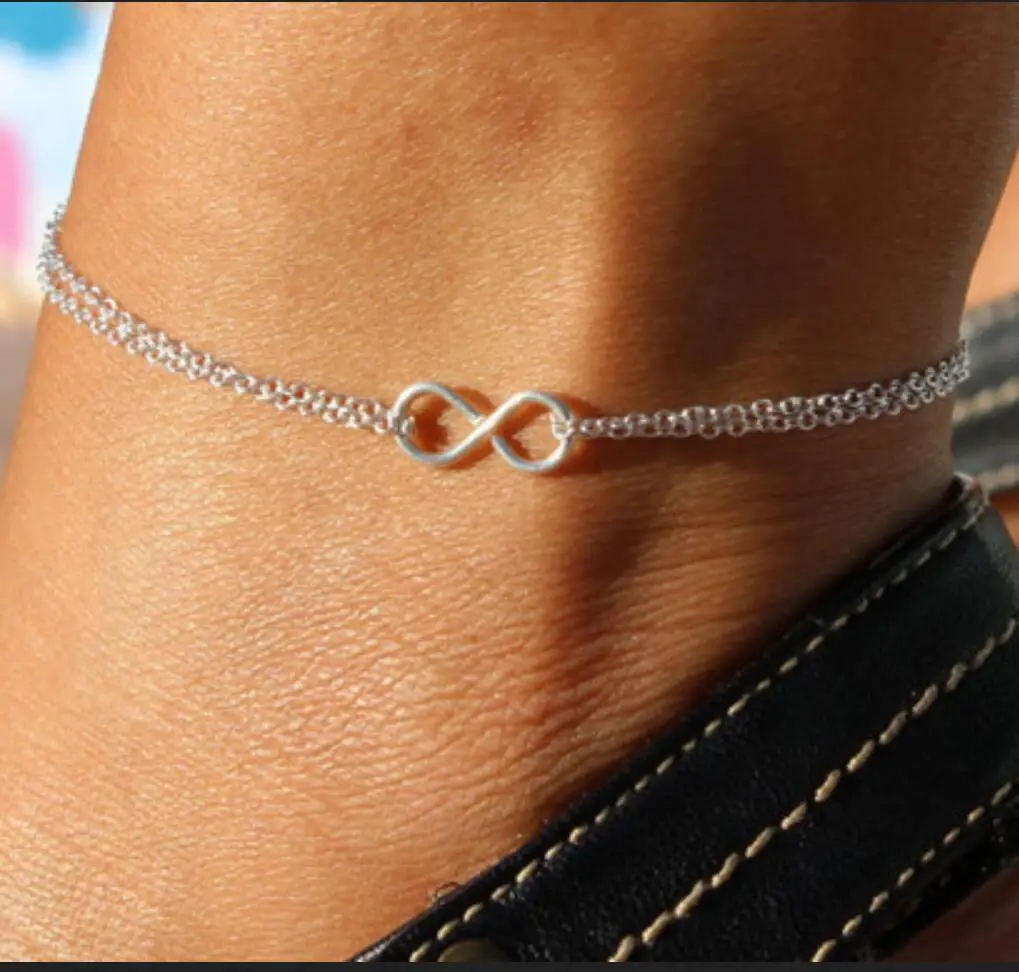 

1PC Infinite Pendant Anklets for Women Summer Beach Barefoot Sandals Bracelet ankle on the leg Female Anklets F1625
