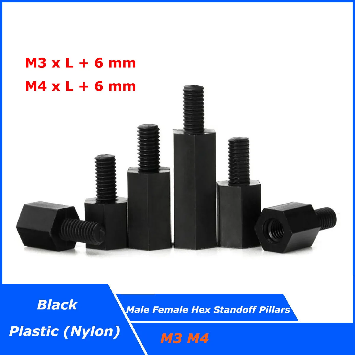 

M3 M4 White Nylon Hex Male to Female Standoff Pillars Plastic Hexagonal PCB Motherboard Spacers Screw Stud