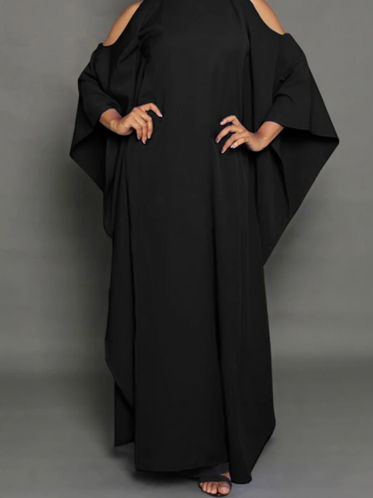 

Осень 2022 Celmia длинные платья с открытыми плечами винтажные однотонные халаты с длинным рукавом летучая мышь повседневные свободные платья м...