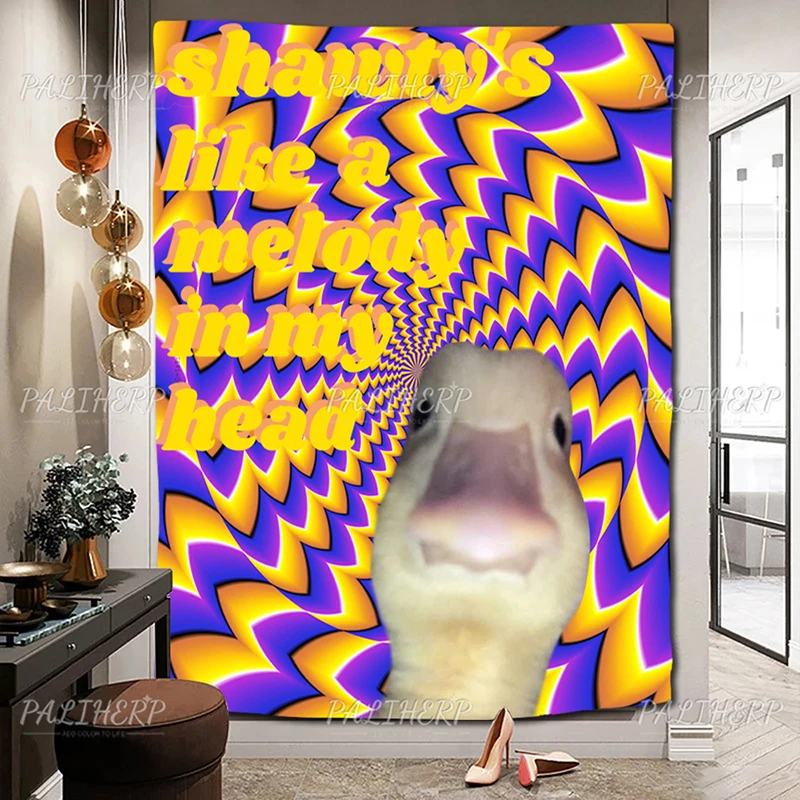 

3D Trippy Duck Psychedelic Tapestry Meme Boutique Wall Hanging Fashion Wall Blanket For Living Bedroom Dorm Kawaii Room Decor