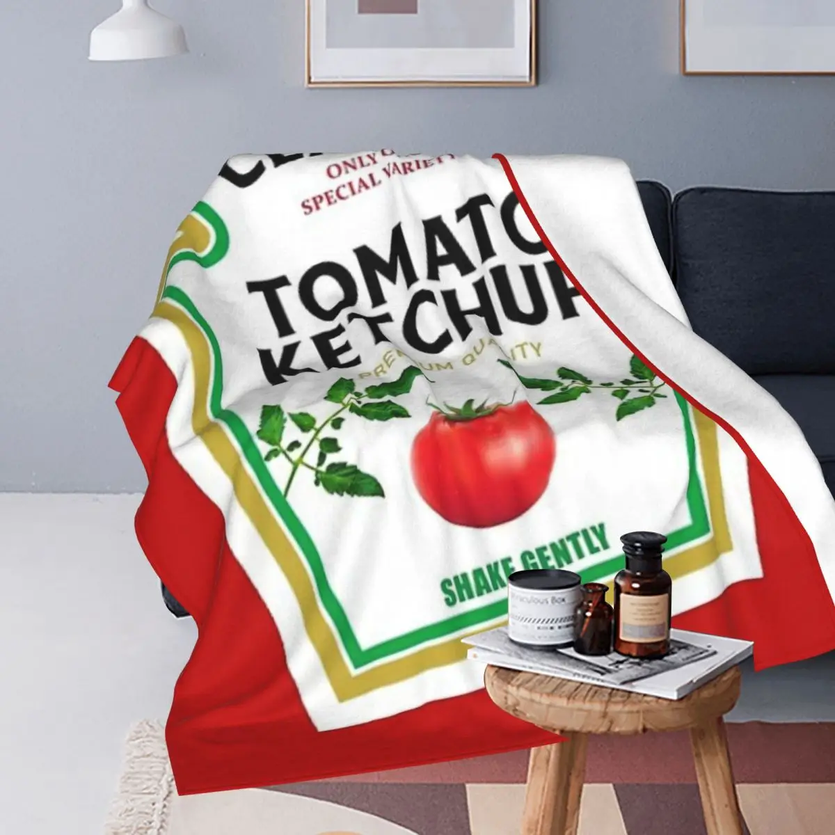 Одеяло с помидорами и кетчупом семейная группа горчица майо микрофлисовое