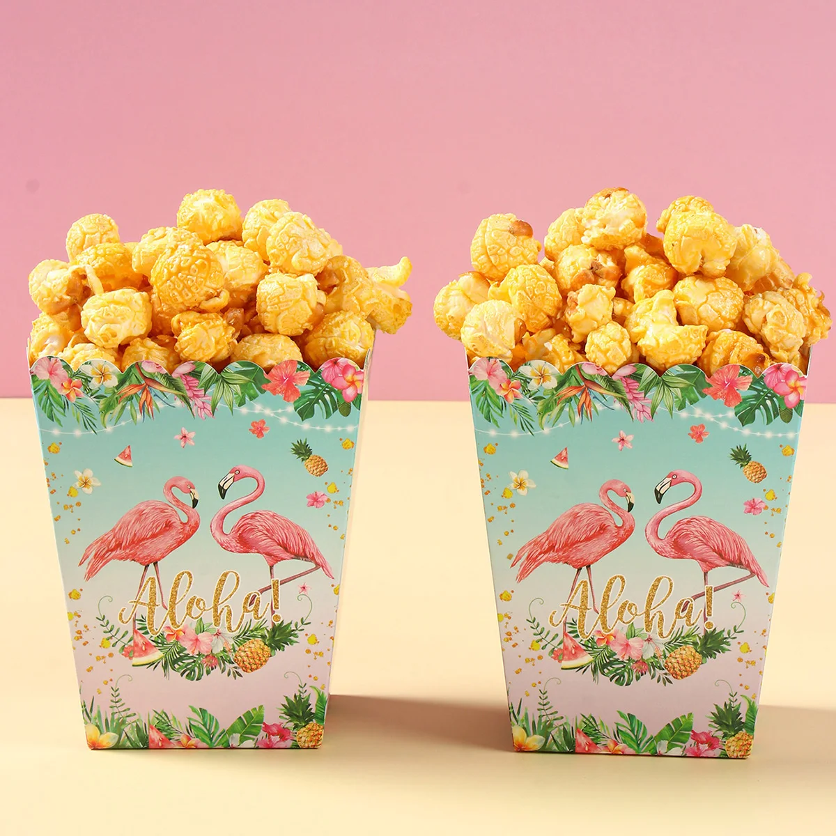 Гавайские гирлянды с фламинго коробка для попкорна летние пляжные украшения дня