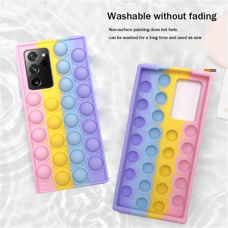 Push It Bubble Relieve Stress Rainbow Case for Xiaomi Mi 11 10T Lite Poco F3 M3 X3 Pro Redmi Note 10 9 8 Pro Soft Silicone Cover