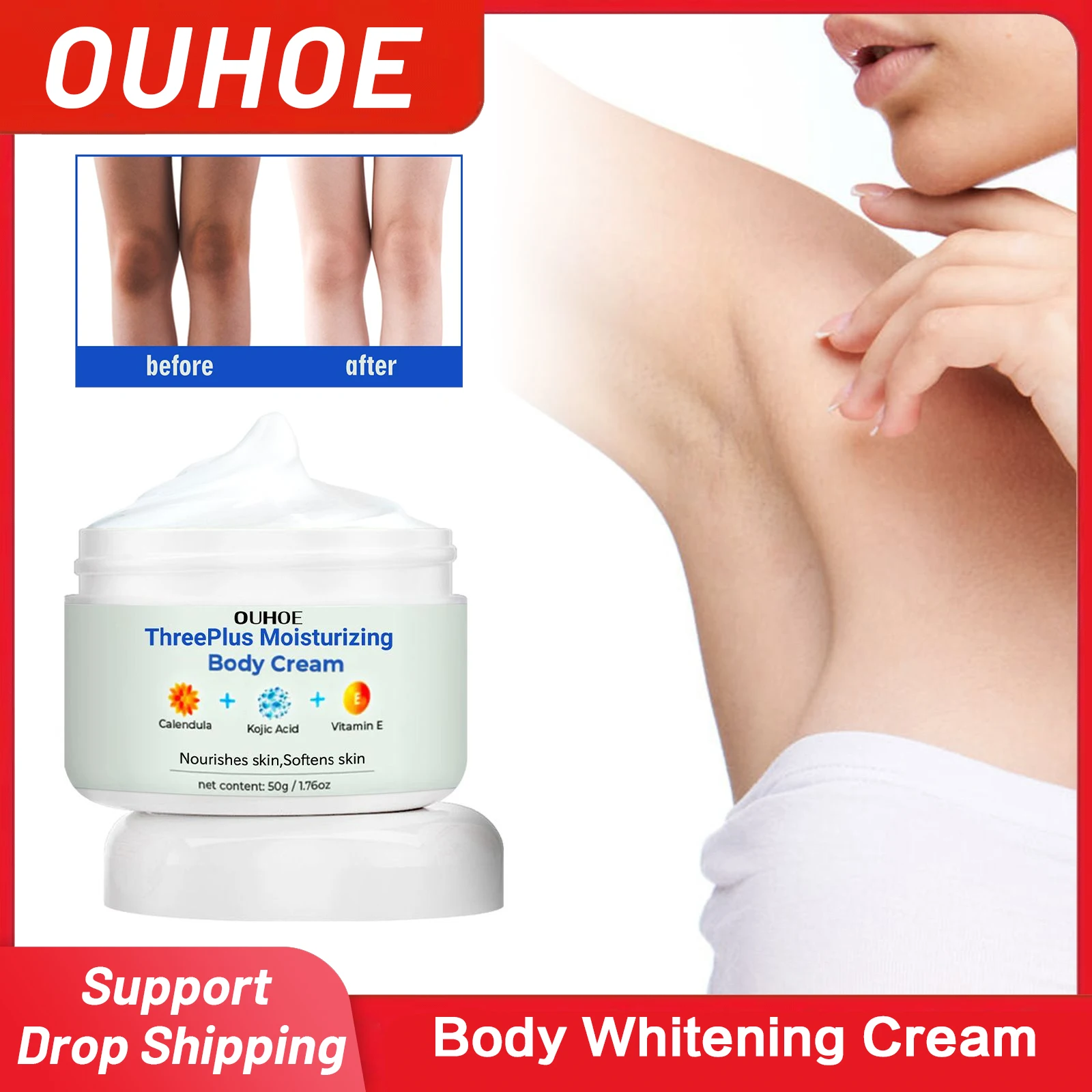 

Body Whitening Cream Lighten Melanin Brighten Intimate Areas Underarm Knee Dark Skin Bleaching Nourishing Moisturizing Skin Care