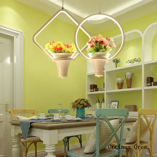 Современная простая и креативная люстра с цветами растениями ресторан бар