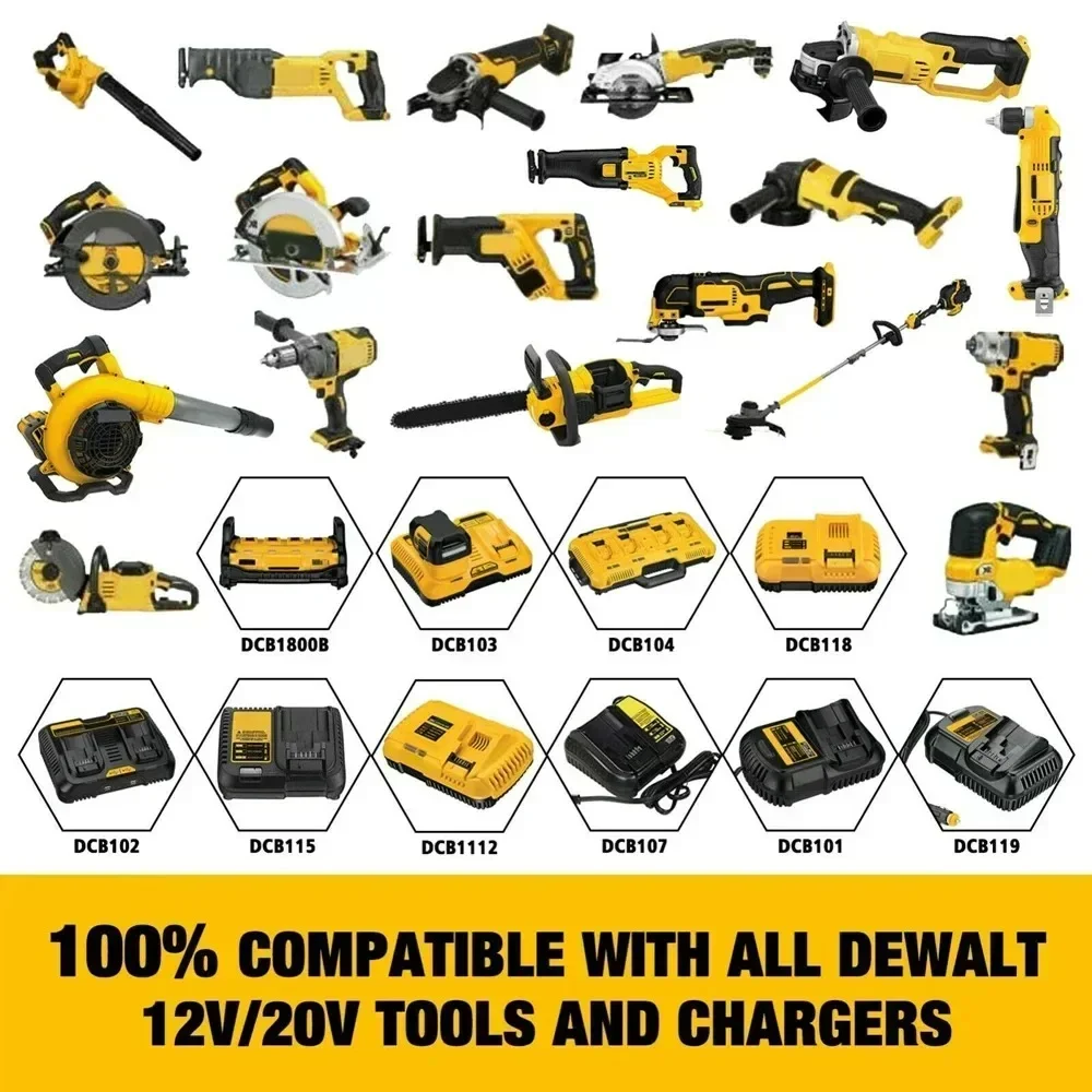 Фото Аккумулятор для электроинструмента DeWalt DCB200 DCB184 DCB203 DCB205, 12000 мАч, 20 в, литий-ионный аккумулятор №3