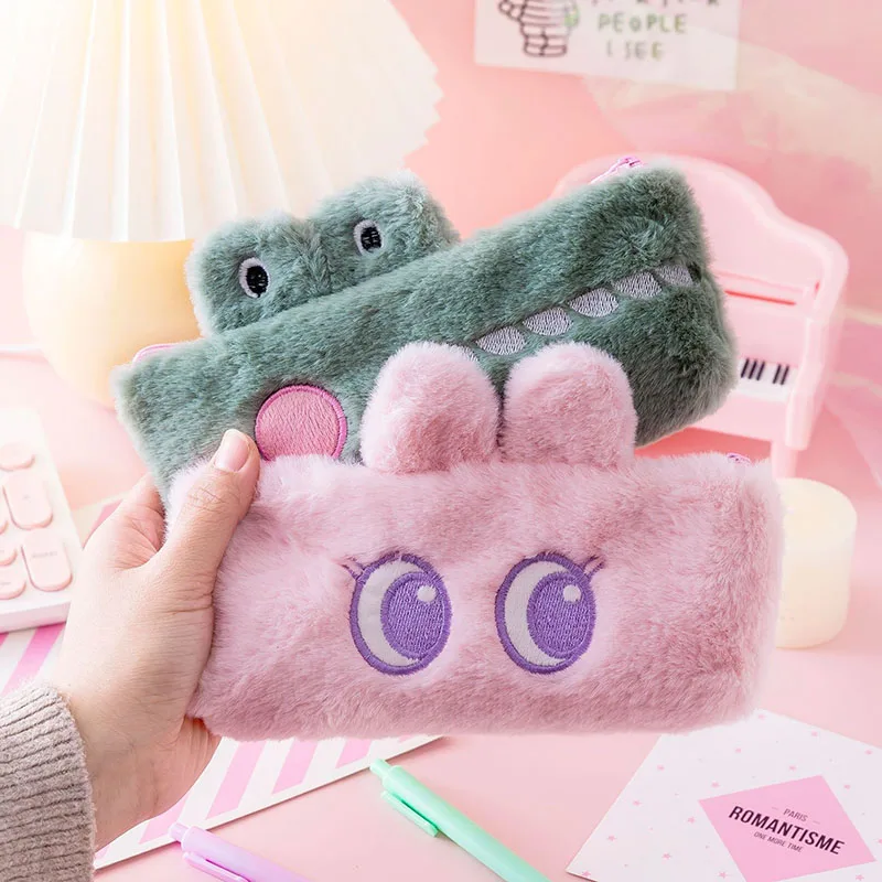 Милый кролик крокодил плюшевая школьная сумка карандаш