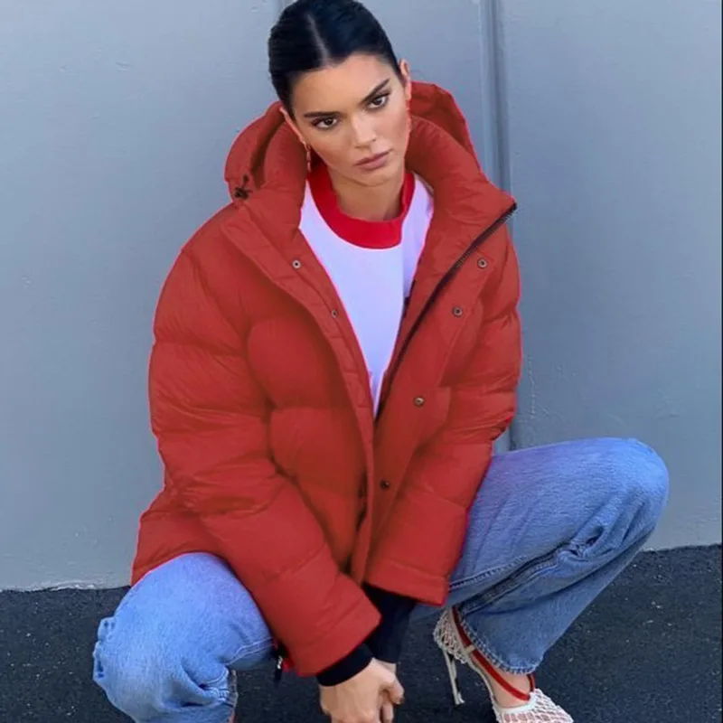 2023 Fashion Women's Fluffy Cotton-padded Jacket Autumn and Winter New Temperament Long-sleeved Warm Solid Color Hooded Jacket