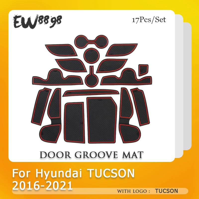 

Gate Slot Mat Fit For Hyundai Tucson TL MK3 2016 2017~2021 Cup Cushion Non Slip Dust Rubber Rugs Pad Car Interior Accessories