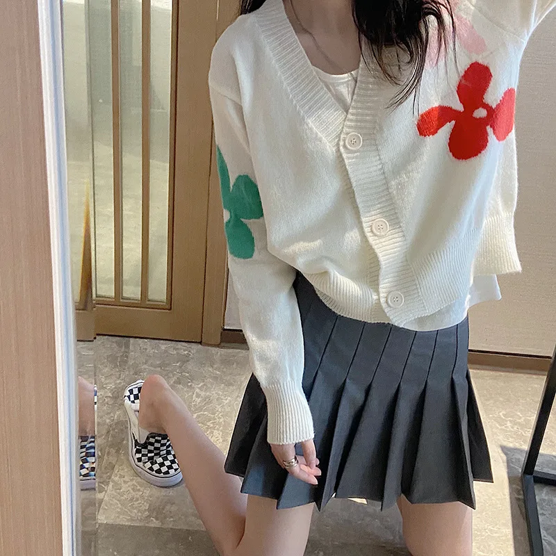 

High Quality Korean Style V-neck Knit Cardigan Spring New Niche Chic Top Lazy Sweater Coat Thin