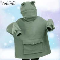 volemo 2022 winter women hoodie frog pullover harajuku hooded casual sweatshirts loose top frog decoration zip up hoodies autumn